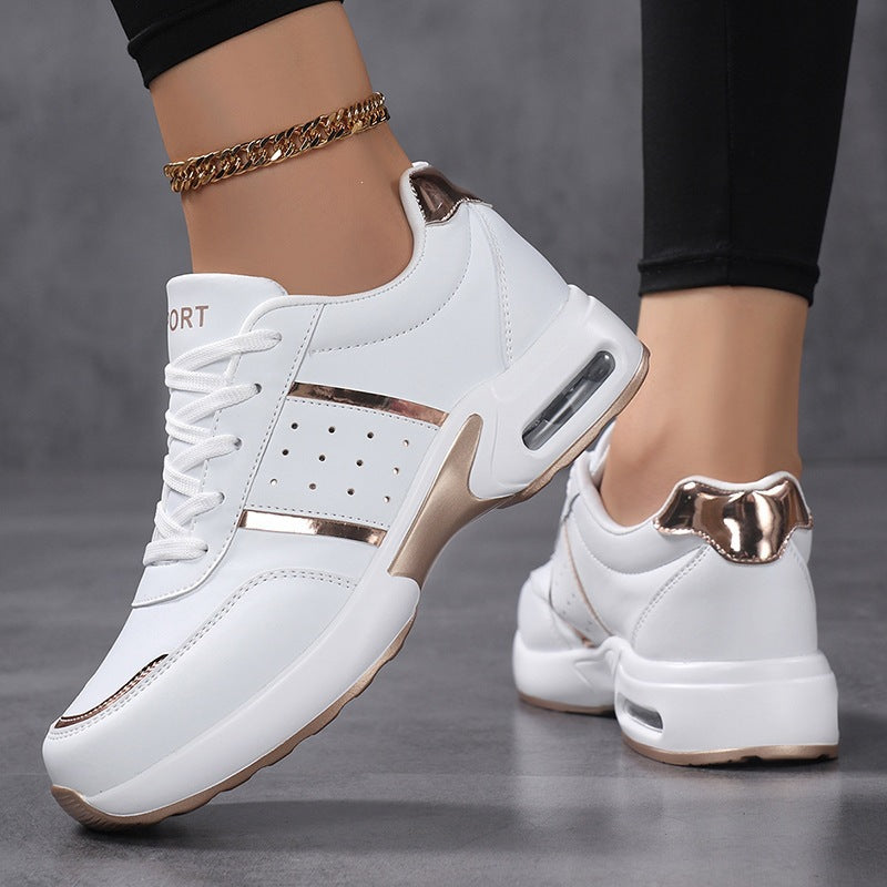 Damen Plateau‑Sneaker mit luftgepolsteter Dämpfung, Lederoptik & Metallic‑Akzenten Shop Nory