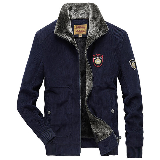 Herren Cordjacke mit wärmender Teddy-Innenfütterung und Badge-Details Shop Nory
