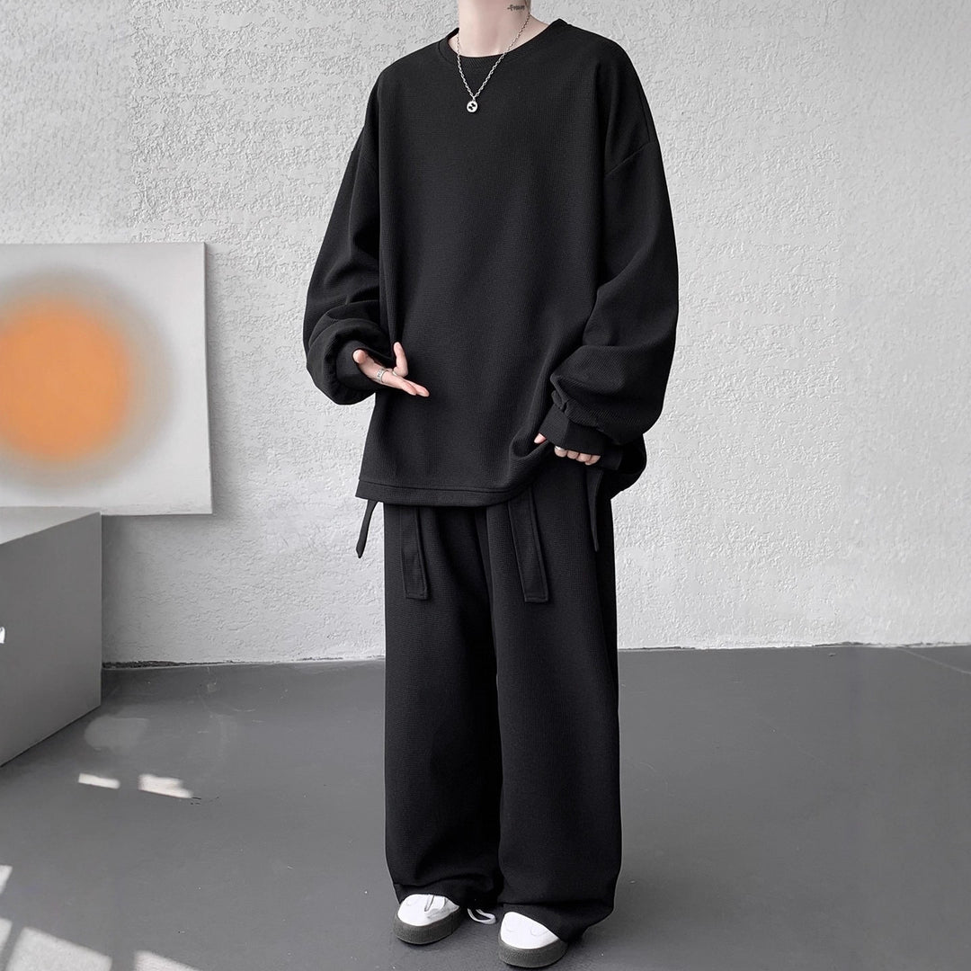 Unisex Lässiges Oversize Lounge-Set aus Waffelstrick mit Cargo-Bindungen Shop Nory