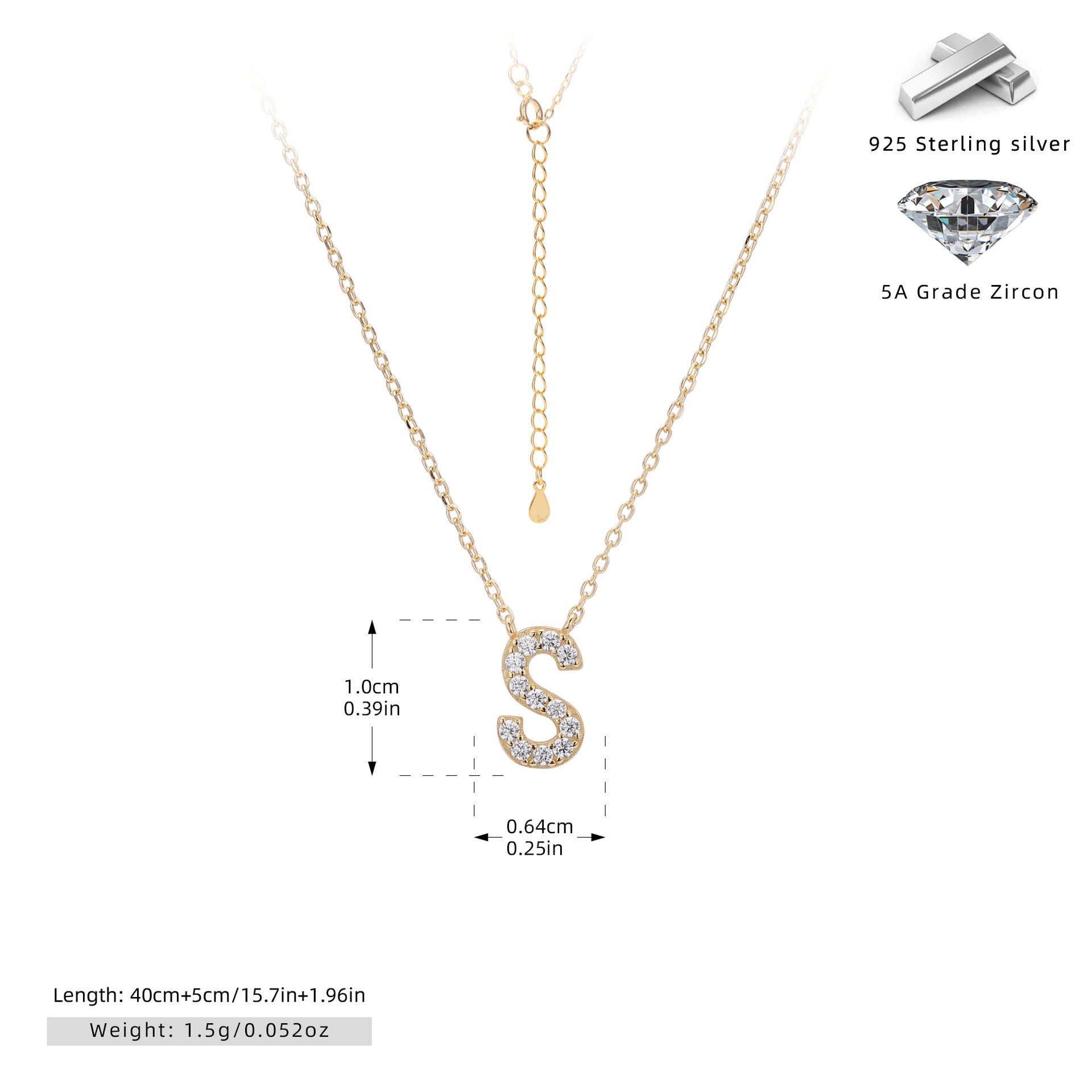 Damen Halskette mit Z-Anhänger und funkelnden Zirkonia Shop Nory