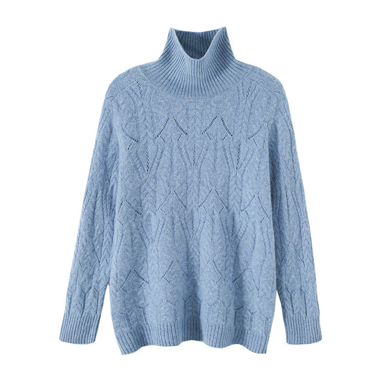 Damen Weicher Mohair‑Optik Oversize‑Rollkragenpullover mit Ajour‑Zopfstruktur Shop Nory