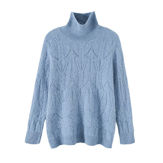Damen Weicher Mohair‑Optik Oversize‑Rollkragenpullover mit Ajour‑Zopfstruktur Shop Nory
