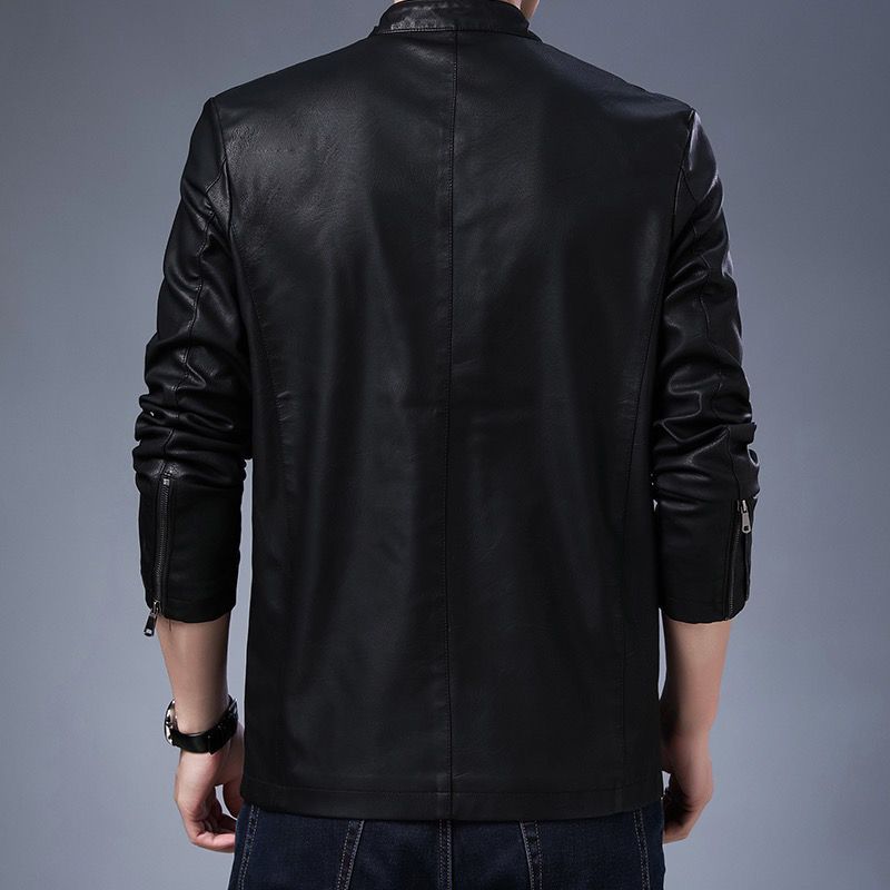 Herren schmal geschnittenes Kunstleder-Flightblouson mit Stehkragen und Reißverschluss Shop Nory