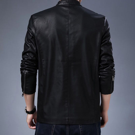 Herren schmal geschnittenes Kunstleder-Flightblouson mit Stehkragen und Reißverschluss Shop Nory