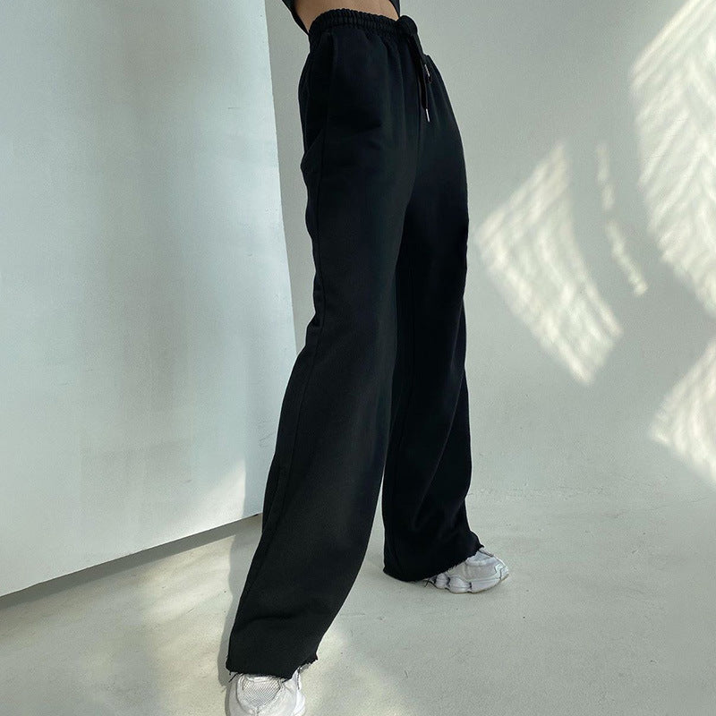 Damen Weite Jogginghose aus Baumwoll-Sweat mit Elastikbund und Kordelzug Shop Nory