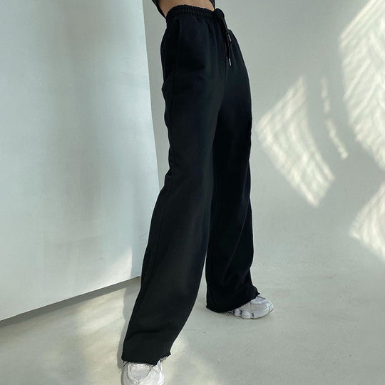 Damen Weite Jogginghose aus Baumwoll-Sweat mit Elastikbund und Kordelzug Shop Nory