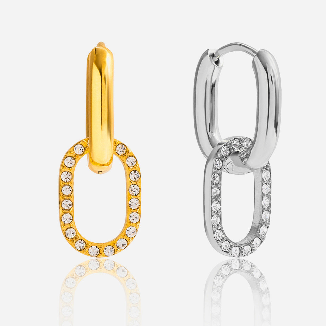 Damen Ohrhänger mit elegantem, funkelndem Zirkonia-Besatz und robustem Edelstahl Shop Nory