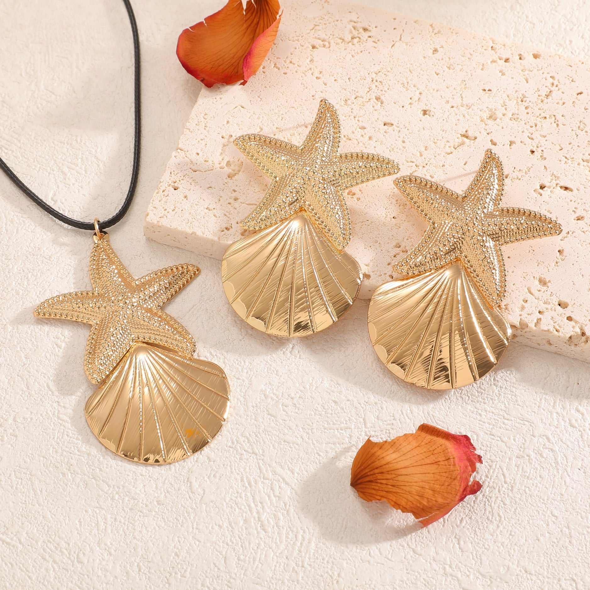 Damen Schmuckset mit maritimem Muschel- und Sternenmotiv Shop Nory