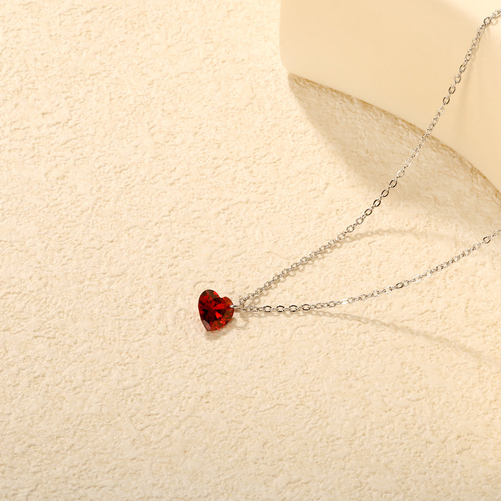 Damen Halskette mit herzförmigem Kristallanhänger und verlängerbarem Kettendesign Shop Nory
