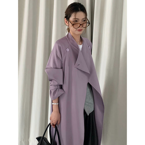 Damen Oversized Trenchcoat mit Taillengürtel Reverskragen und verstellbaren Manschetten Shop Nory