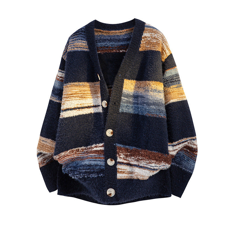 Damen Modische Strickjacke mit Blockstreifen Shop Nory