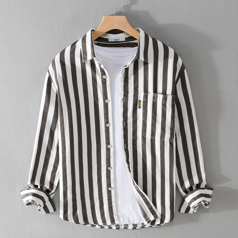Herren Maritim-inspiriertes Streifen-Relax-Overshirt aus weichem Baumwolltwill mit aufgesetzter Brusttasche Shop Nory