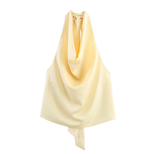 Damen Edles Haltertop mit fließendem Schnitt und eleganter Rückenbinde Shopnory