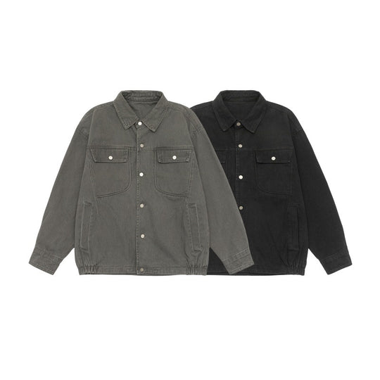 Unisex Oversize Workwear-Blousonjacke mit Druckknopf‑Front und Elastbund Shop Nory