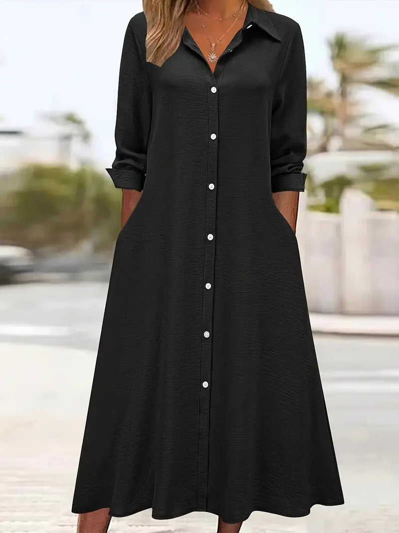 Damen Hemdblusenkleid mit praktischen Taschen und elegantem Schnitt
