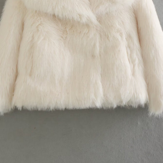 Damen Kurze Kunstfell-Jacke mit breitem Schalkragen Shop Nory
