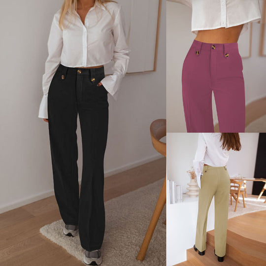 Damen Hochtaillierte Palazzo‑Hose mit Bundriegel, Bügelfalte und weitem Bein Shop Nory