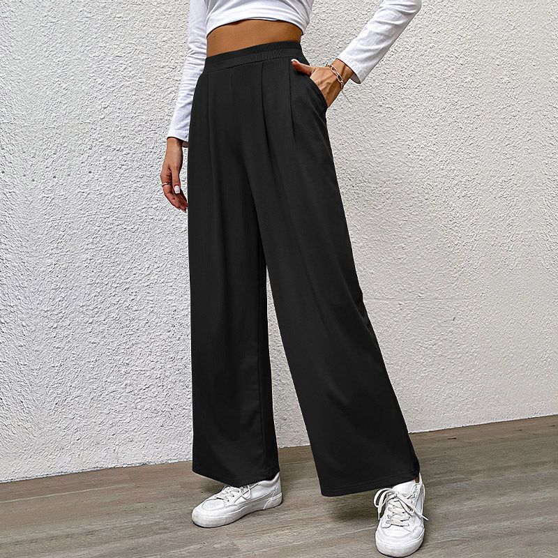 Damen Weite High‑Waist Stoffhose mit Bundfalten und Palazzo‑Silhouette Shop Nory