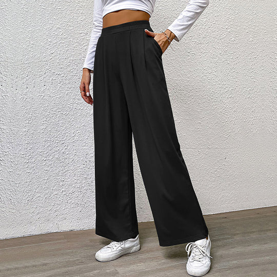 Damen Weite High‑Waist Stoffhose mit Bundfalten und Palazzo‑Silhouette Shop Nory