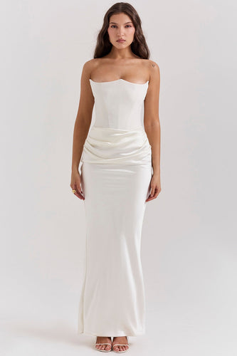 Damen Elegantes Abendkleid mit Herz-Ausschnitt und schimmerndem Oberteil Shopnory