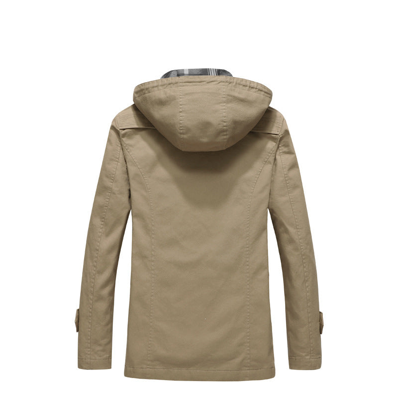 Herren Canvas-Feldparka mit karierter Innenfütterung, Kapuze und Multifunktionstaschen Shop Nory
