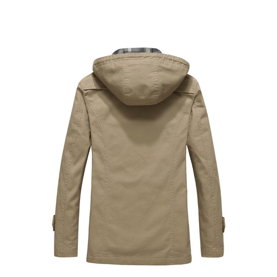 Herren Canvas-Feldparka mit karierter Innenfütterung, Kapuze und Multifunktionstaschen Shop Nory