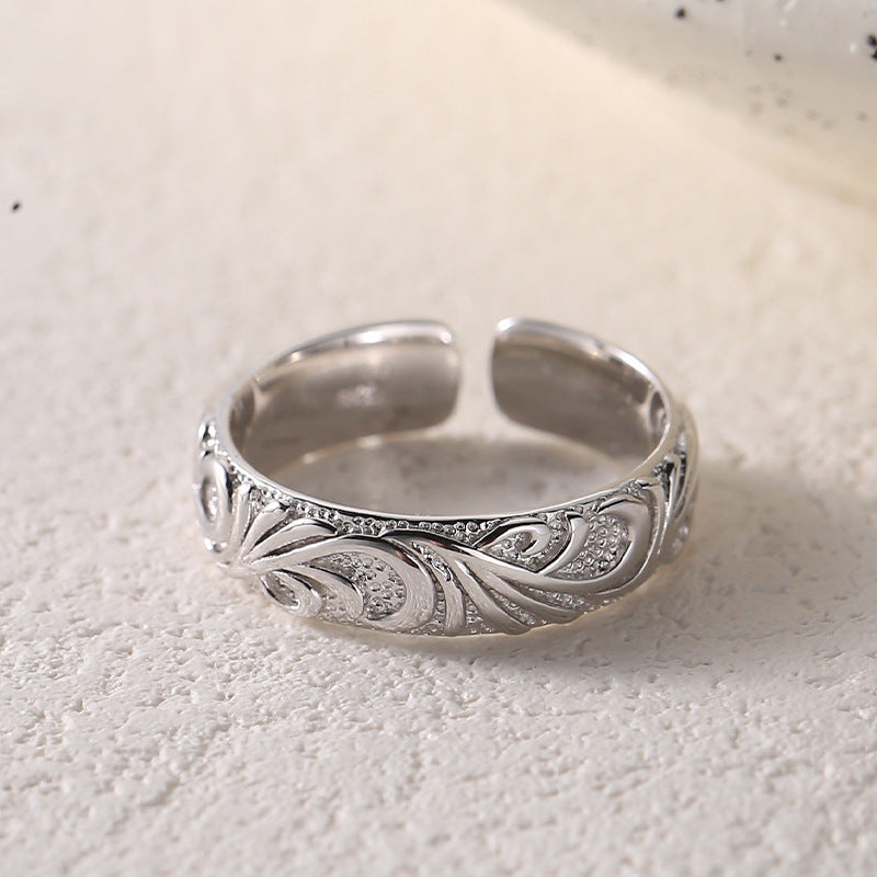 Damen Offener Ring mit kunstvollem Floraldesign Shop Nory