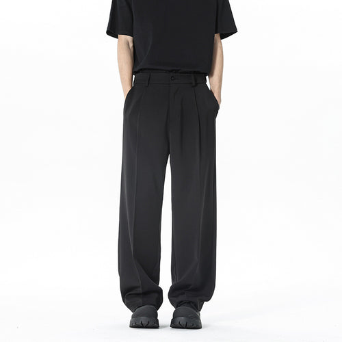 Herren weite Bundfalte Stoffhose mit hoher Taille, gerade Beinform und dezenten Seitentaschen Shop Nory