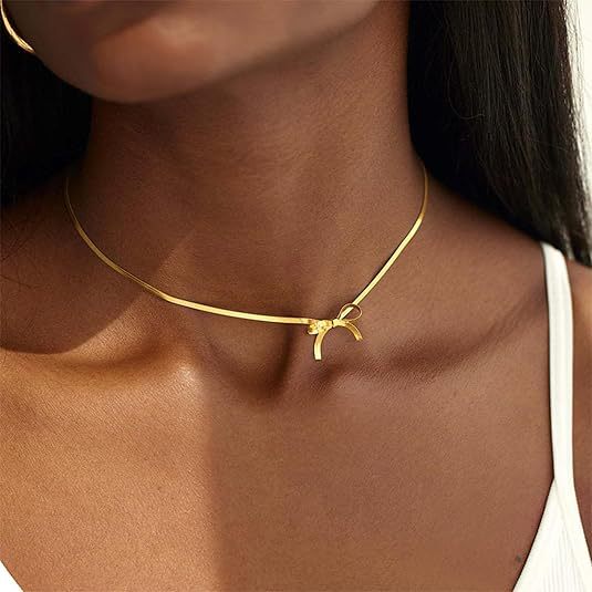 Damen Halskette mit elegantem Schleifenpendant und feiner Gliederkette Shop Nory