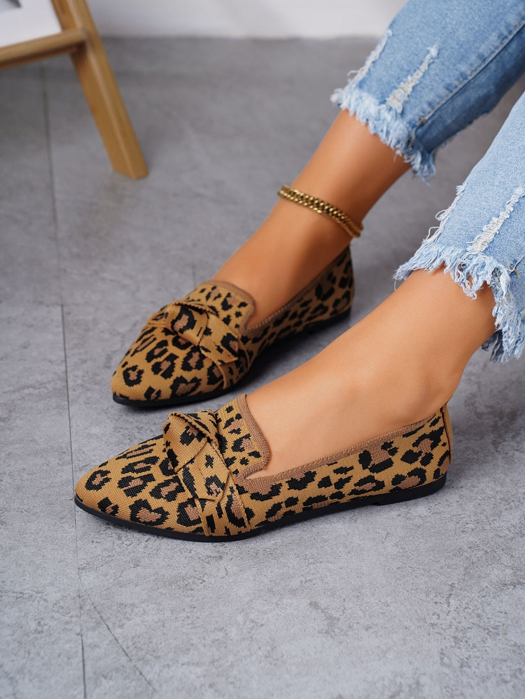 Damen Ballerinas mit modischem Streifendesign und charmantem Schleifenakzent Shopnory