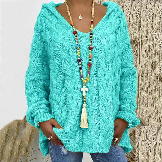 Damen nan grob gestrickter Kapuzenpullover mit Zopfmuster und weitem Oversize-Schnitt Shop Nory
