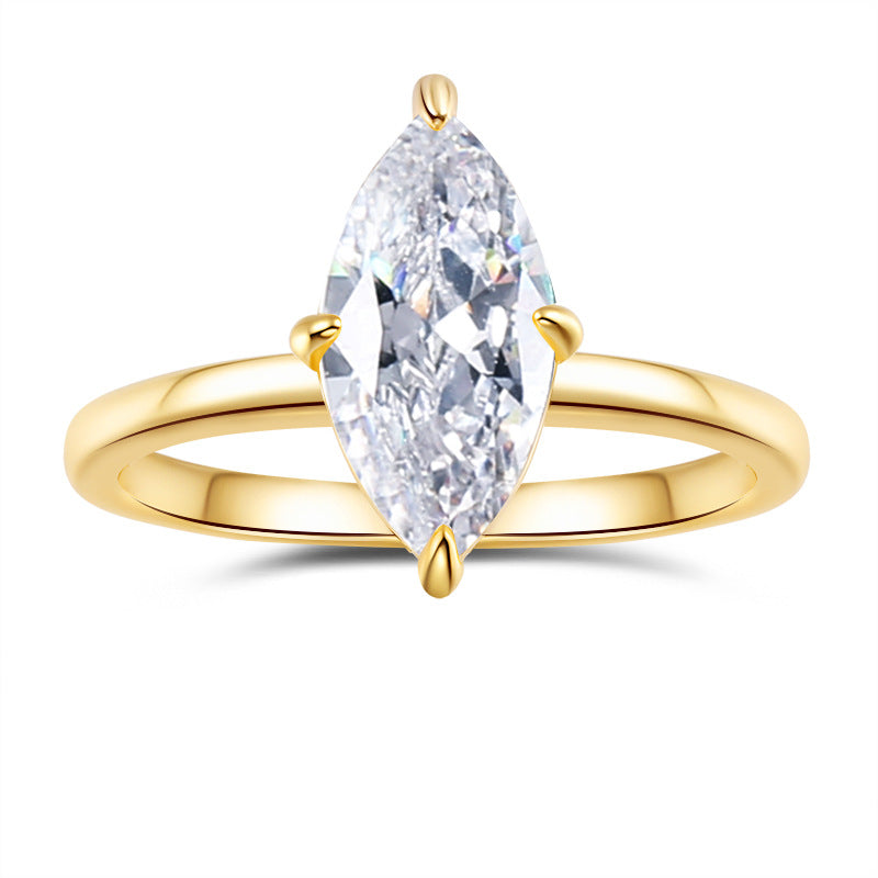 Damen Verlobungsring mit elegantem Marquise-Stein und feiner Silberfassung Shop Nory