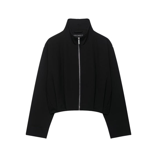Damen Kurze Stehkragen-Bomberjacke mit Reißverschluss und tailliertem Bündchen Shop Nory