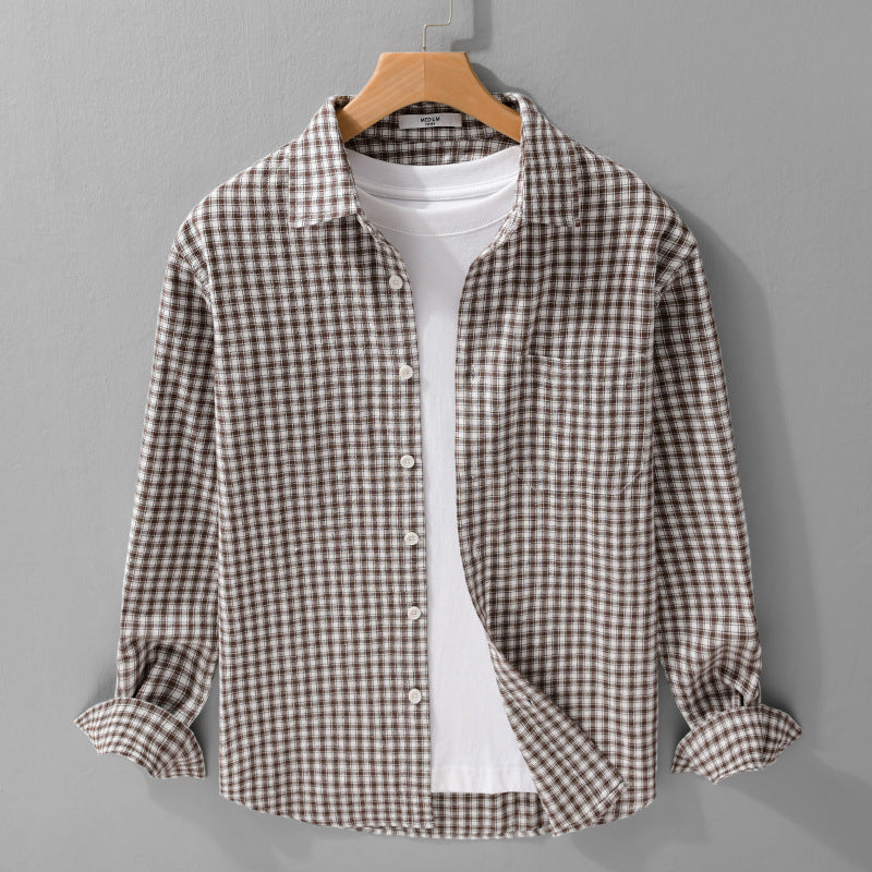 Herren Karo-Lounge-Hemdjacke aus Baumwollmix mit Relaxed-Fit und Button-Down-Front Shop Nory