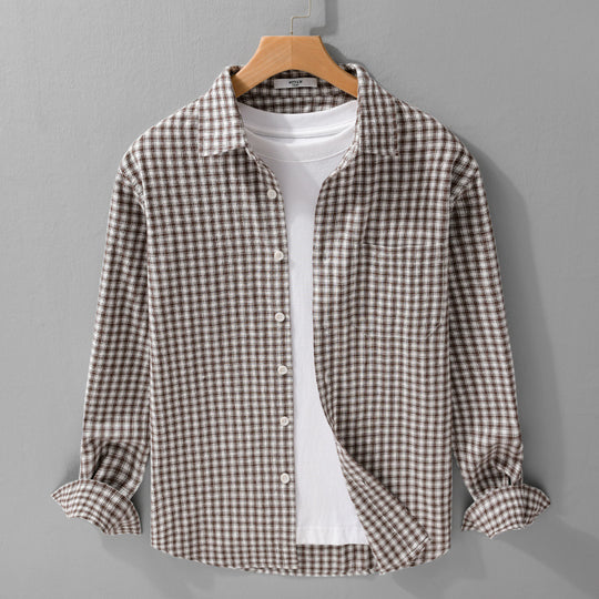 Herren Karo-Lounge-Hemdjacke aus Baumwollmix mit Relaxed-Fit und Button-Down-Front Shop Nory