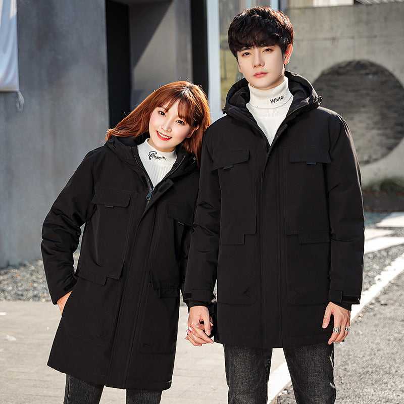 Unisex Gepolsterter langer Parka mit Kapuze Multifach-Taschen und winddichter Thermoisolierung Shop Nory