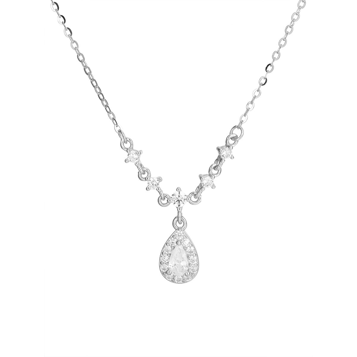 Damen Elegante Halskette mit tropfenförmigem Anhänger und funkelnden Zirkonia-Details Shop Nory