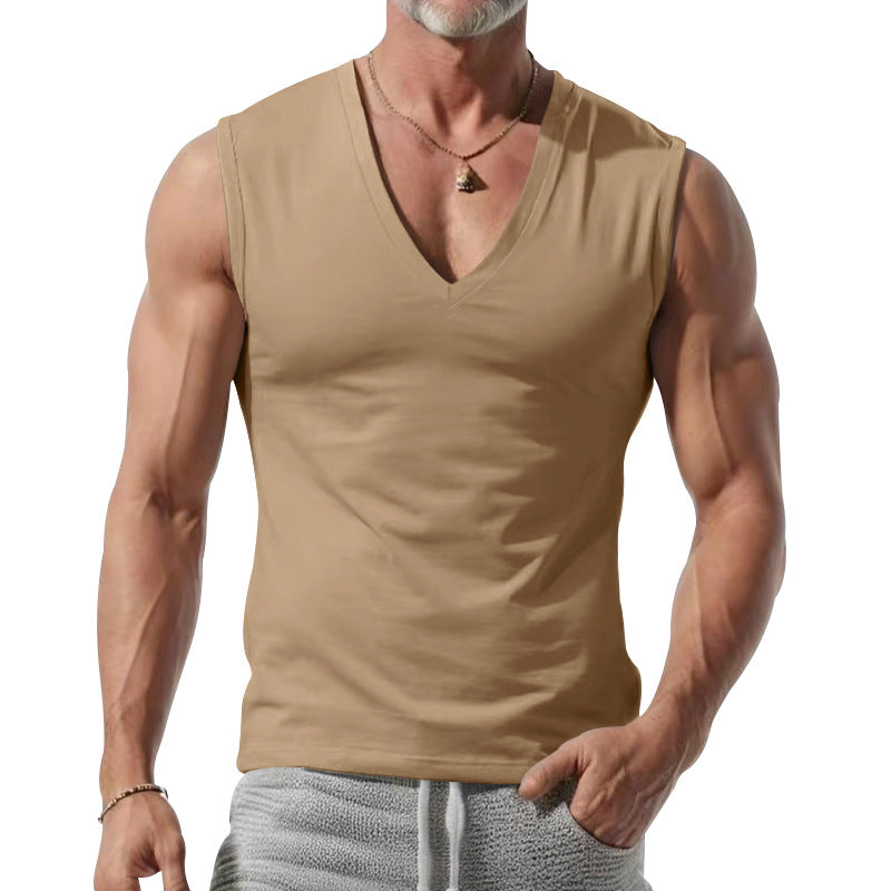 Herren nan figurbetontes ärmelloses V-Ausschnitt Muskelshirt