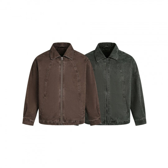 Herren Oversized Canvas-Jacke mit Hemdkragen, Raglannähten und durchgehendem Reißverschluss Shop Nory