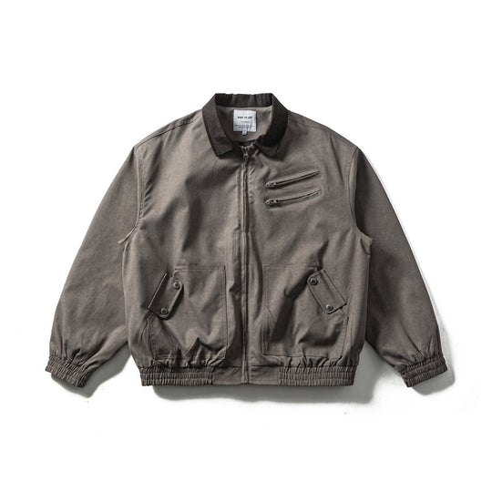 Herren Boxy-Canvas-Blousonjacke im Utility-Look mit Cordkragen und Zip-Brusttaschen Shop Nory