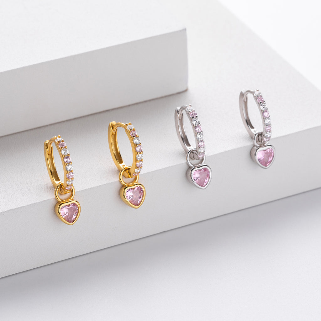 Damen Ohrhänger mit herzförmigem Anhänger aus 925 Sterling Silber und funkelnden Zirkonia Shop Nory