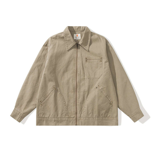Unisex Boxy-Workerjacke aus robustem Twill mit Metallreißverschluss und Multitaschen Shop Nory
