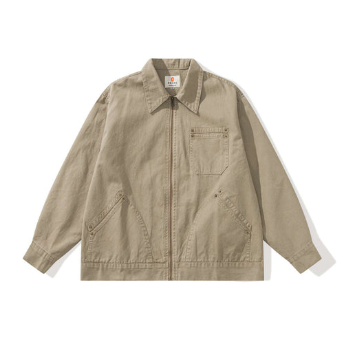 Unisex Boxy-Workerjacke aus robustem Twill mit Metallreißverschluss und Multitaschen Shop Nory