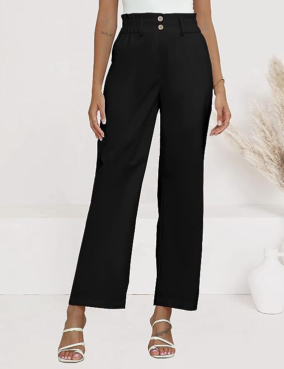 Damen Hochtaillierte Palazzo-Hose mit Paperbag-Bund Shop Nory