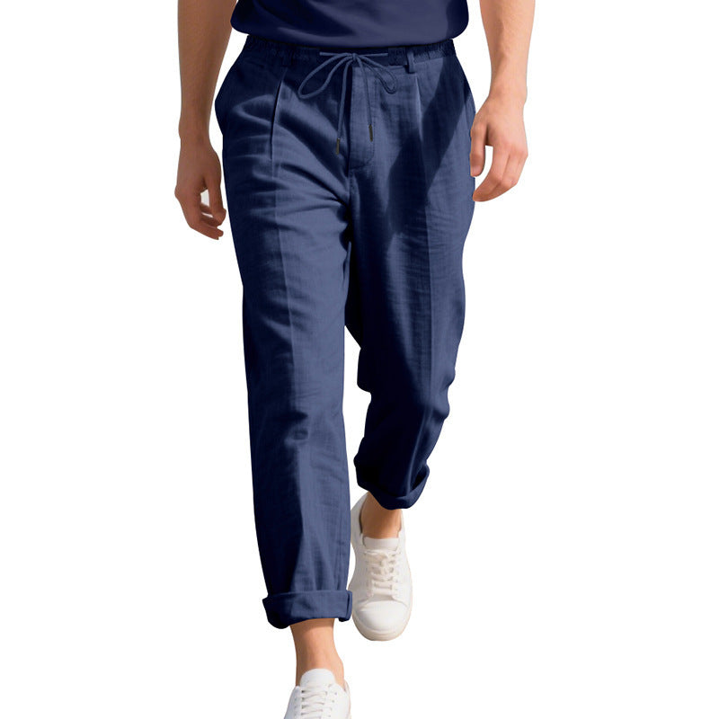 Herren nan sommerliche Chinohose in Leinenoptik mit elastischem Kordelbund Shop Nory
