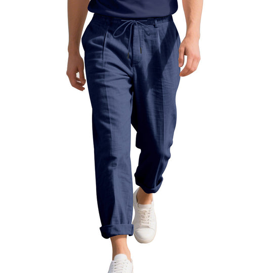Herren nan sommerliche Chinohose in Leinenoptik mit elastischem Kordelbund Shop Nory