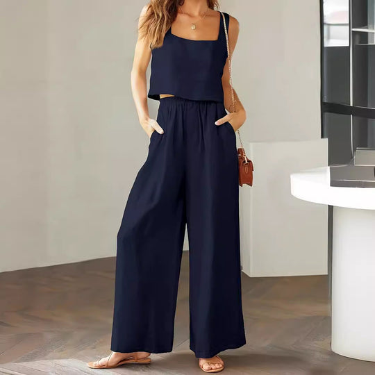 Damen Lässiger Jumpsuit mit weiten Beinen und praktischen Taschen