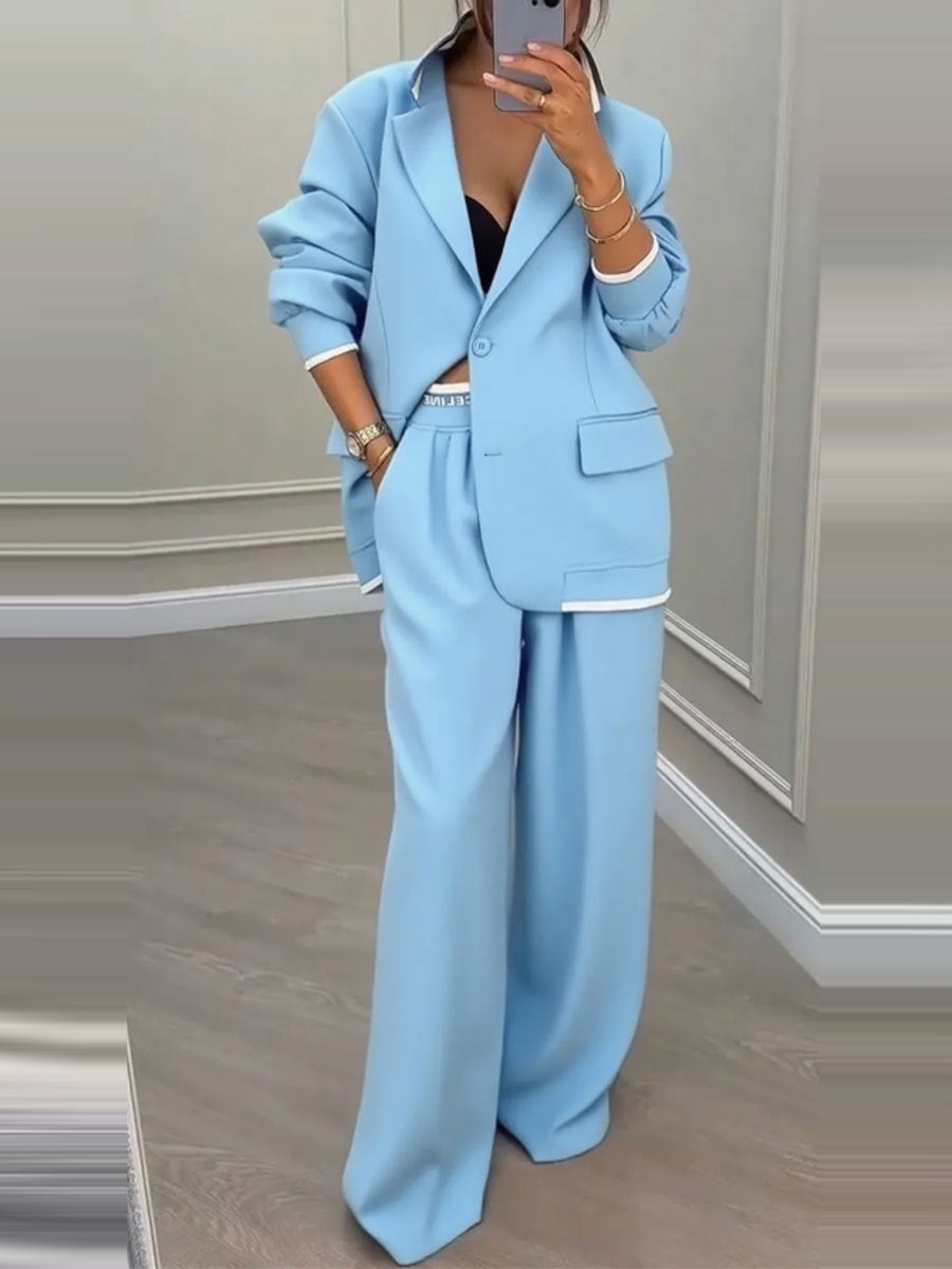 Damen elegantes Zweiteiler-Set mit oversized Blazer und weiter Hose