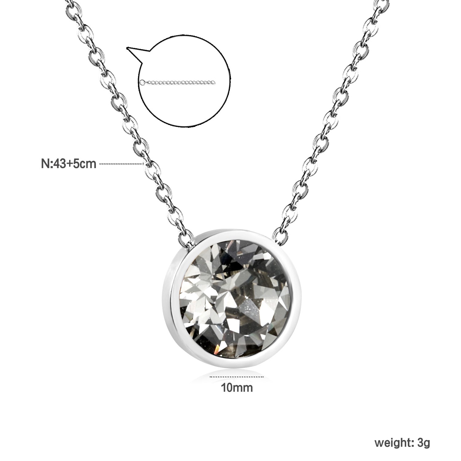 Damen Halskette mit funkelndem Kristallanhänger und eleganter Gliederkette Shop Nory
