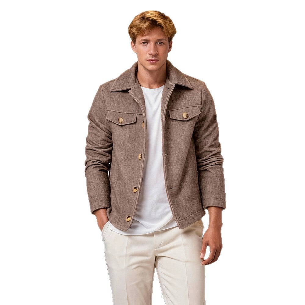 Herren Kurzjacke aus Velours‑Imitat mit Hemdkragen und Pattentaschen Shop Nory